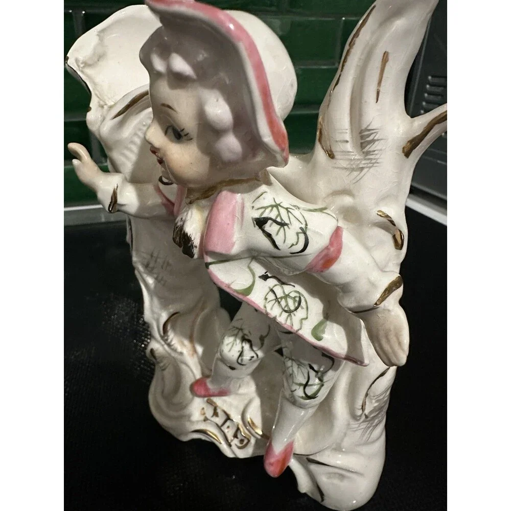 Nice Cute vintage Japan Boy Pink Floral Vase Porcelain Ceramic
